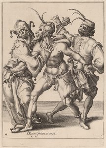 Tři Tančící Mummery, Včetně Šaška od Zacharias Dolendo after Jacques de Gheyn II