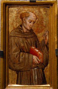 Svatý František z Assisi (Svatý František) Obraz od Zanina di Pietro (1389-1448) 1415 Rozměr 14x7 cm Assisi, Muzeum pokladnice baziliky San Francesco. Perkins College od Zanino di Pietro