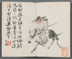 Miniaturní album s postavami a krajinou Starý muž na oslu, 1822.