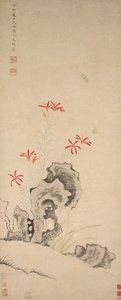 Skála, tygří lilie a orchidej z roku 1627. od Zhao Wenchu