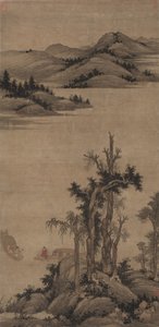Rybáři-poustevníci v potoku a hoře od Zhao Yong