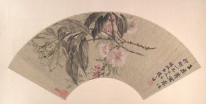 Peach Blossoms and Peony, ca. 1860. od Zhao Zhiqian