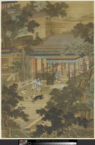 Jieyu bránící císaře před medvědem, c.1740 (inkoust a barva na papíře) od Zhidao Cheng