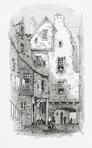 Stará blízkost, Canongate, Edinburgh, Skotsko od . .