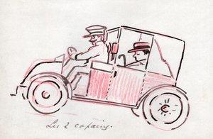 Auto s řidičem. kolem roku 1910 (kresba) od . .