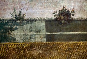 Váza na květiny, detail z fresky zobrazující zahradu s ovocnými stromy a ptáky, z domu Livia na Palatine hill, Řím, Itálie. římská civilizace od Georg Carl Heinrich Dollmann