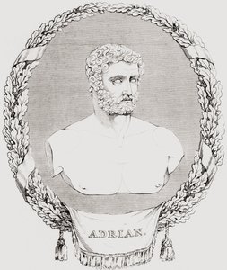 Hadrian, Publius Aelius Trajanus Hadrianus Augustus (76 – 138), římský císař, z „Historické galerie portrétů a maleb“, vydáno 1808 od Ferdinand Georg Waldmuller