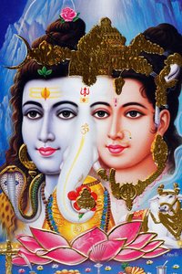 Hinduistický bůh Šiva a bohyně Parvathi. od . .