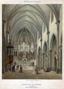 Interiér karmelitánského kostela v Bagneres de Bigorre. ca. 1870 (rytina) od . .