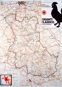 Mapa oblasti Chianti classico.