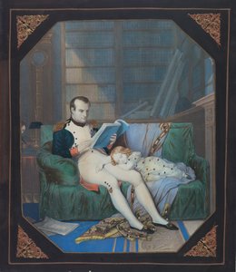 Napoleon ve své studii s římským králem, kolem roku 1860 (litografie) od . .