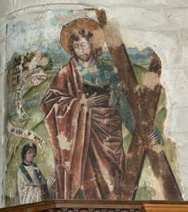 Farní kostel (farní kostel Panny Marie). Interiér. Sbor. Malba na zdi. od . .