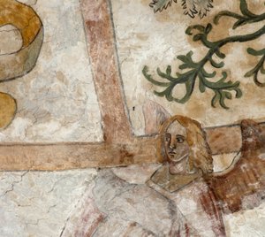 Farní kostel (Parochiekerk Sint-Martinus). Interiér. Severní přechod. Nástěnné malby na klenbách. od . .