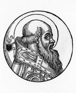 Portrét Bonifáce III. (zemřel 607), 66. papež katolické církve z roku 607, rytina