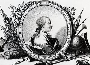 Portrét Karla Josepha von Firmiana (1716-1782), rakouského politika, rytina od William Walcutt