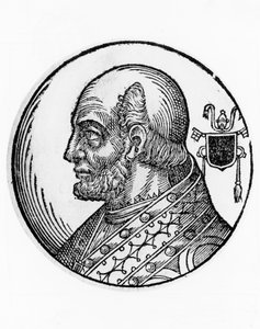 Portrét Theodora I. (zemřel 649), 73. papeže katolické církve z roku 642, rytina od William Walcutt