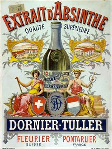 Reklama na absint Ornier Tuller, chromolitograf 1890 od Frederick (attr. to) Barnard