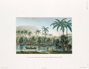 Pohled na vesnici v Matavai, ostrov Tahiti od Frederick (attr. to) Barnard