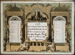 Tabulka Yahrzeit (barevná litografie) od Hippolyte Lalaise Devéria