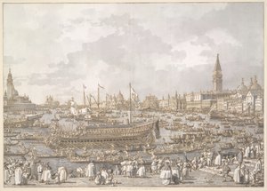Benátský dóže odjíždí na Lido od Canaletto