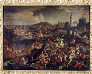 Útok Saracénů na ostrově Malta, bráněný johanitem v roce 1565 od Italian School