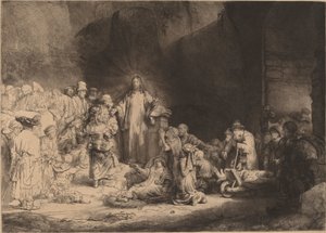 Christ Preaching (The Hundred Guilder Print) od Rembrandt van Rijn