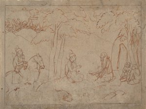 Ráma a Lakšmana Návštěva poustevny asketů, ca. 1775-80. od a first generation master after Nainsukh