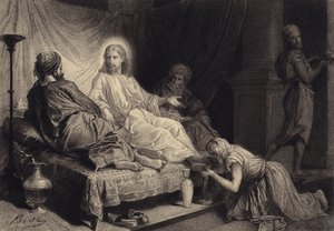 Magdaléna u Ježíšových nohou od after Albert Robida