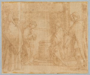 Kopie po Zvěstování anděla Zachariášovi od after Andrea del Sarto
