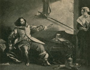 Charles Dickens jako kapitán Bobadil v Every Man In His Humor od after Charles Robert Leslie