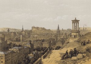 Edinburgh z Calton Hill (chromolitho)