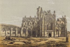 Melrose Abbey, z jihu (chromolitho)