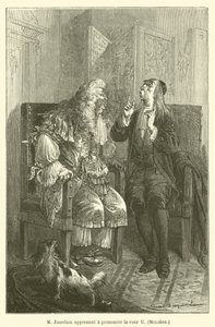 M Jourdain se učí vyslovovat hlásku U, Moliere od after Emile Antoine Bayard