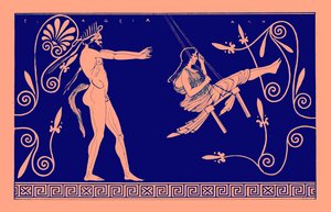 Tichá houpající se panna, ilustrace z Greek Vase Paintings od J. E. Harrisona a D. S. MacColl, publikovaná v roce 1894 (digitálně vylepšený obrázek) od after English School