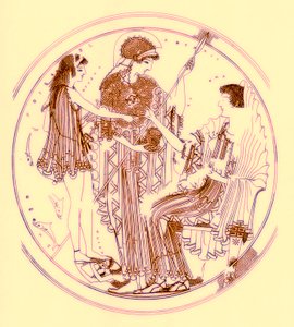 Theseus a Amphitrite, ilustrace z Greek Vase Paintings od J. E. Harrisona a D. S. MacColl, publikovaná v roce 1894 (digitálně vylepšený obrázek) od after English School