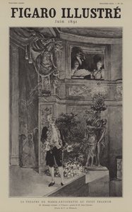Francouzský herec Louis Arsene Delaunay recituje báseň Julese Clareties Trianon v Theater de Marie Antoinette v Petit Trianon, Versailles