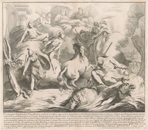 Prima Macchina pro Čínu z roku 1742: Soutěž Neptuna a Minervy od after François Hutin Miguel de Sorellò