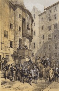 West Bow, Edinburgh (chromolitho) od after George Cattermole