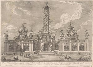 Seconda Macchina pro Čínu z roku 1758: Porcelánová věž v Nanjingu od after Giuseppe Palazzi attritbuted to Giuseppe Pozzi after Paolo Posi