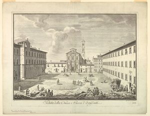 Pohled na Florencii, deska z "Výběr z XXIV Pohledy na hlavní čtvrti, náměstí, kostely a paláce města Florencie"