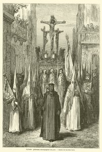 Cofrades (kajícníci) doprovázející paso od Gustave after Dore