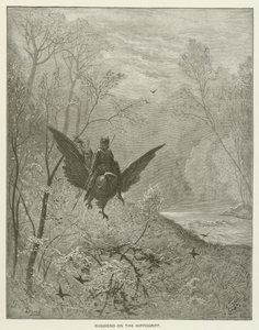Ruggiero na Hippogriff od Gustave after Dore