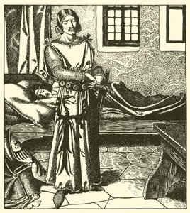 Sir Launcelot si bere zbroj sira Kaye od after Howard Pyle