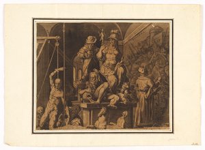 The Practitioners of the Visual Arts (horní polovina roztrženého listu) od after Jan van der Straet, called Stradanus