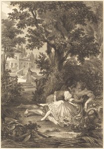 Sázka tří drbů: hrušeň od after Jean Baptiste Mallet