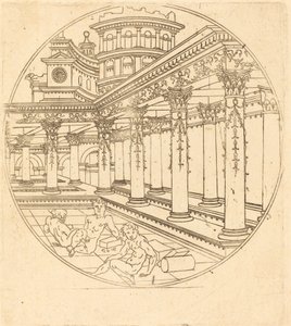 Tři postavy v galerii od after Jean de Gourmont I