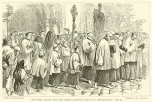 Biskupové spolu s kanovníky katedrály vyšli ve slavnostním průvodu z města. od after John Gilbert