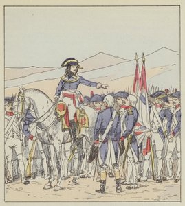 Bonaparte napomíná 85. a 39. z divize Vaubois na náhorní plošině Rivoli od after Louis Charles Bombled