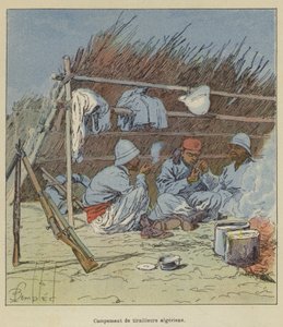 Tábor alžírských skirmishers od after Louis Charles Bombled