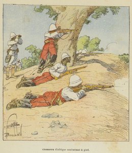 Afričtí lovci bojující pěšky od after Louis Charles Bombled
